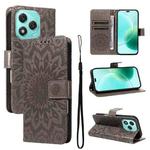 For Honor 400 Lite Embossed Sunflower Pattern Flip Leather Phone Case(Grey)
