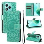 For Honor 400 Lite Embossed Sunflower Pattern Flip Leather Phone Case(Green)