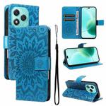 For Honor 400 Lite Embossed Sunflower Pattern Flip Leather Phone Case(Blue)