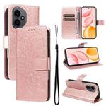 For Honor 400 Global 156.5mm Embossed Sunflower Pattern Flip Leather Phone Case(Rose Gold)