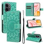 For Honor 400 Global 156.5mm Embossed Sunflower Pattern Flip Leather Phone Case(Green)