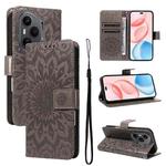 For Honor 400 Pro Global 160.8mm Embossed Sunflower Pattern Flip Leather Phone Case(Grey)