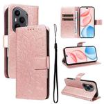 For Honor 400 Pro Global 160.8mm Embossed Sunflower Pattern Flip Leather Phone Case(Pink)