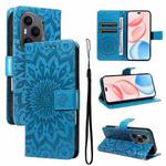 For Honor 400 Pro Global 160.8mm Embossed Sunflower Pattern Flip Leather Phone Case(Blue)