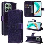 For Honor X6c / X6b / X6a / X5b Embossed Sunflower Pattern Flip Leather Phone Case(Purple)