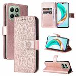 For Honor X6c / X6b / X6a / X5b Embossed Sunflower Pattern Flip Leather Phone Case(Rose Gold)
