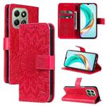 For Honor X6c / X6b / X6a / X5b Embossed Sunflower Pattern Flip Leather Phone Case(Red)