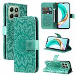 For Honor X6c / X6b / X6a / X5b Embossed Sunflower Pattern Flip Leather Phone Case(Green)