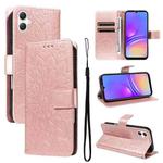 For Samsung Galaxy A07 5G Embossed Sunflower Pattern Flip Leather Phone Case(Pink)