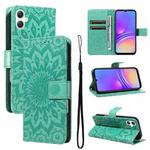 For Samsung Galaxy A07 5G Embossed Sunflower Pattern Flip Leather Phone Case(Green)
