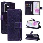 For Samsung Galaxy A56 5G Embossed Sunflower Pattern Flip Leather Phone Case(Purple)