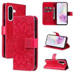 For Samsung Galaxy A56 5G Embossed Sunflower Pattern Flip Leather Phone Case(Red)