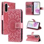 For Samsung Galaxy A56 5G Embossed Sunflower Pattern Flip Leather Phone Case(Pink)