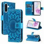 For Samsung Galaxy A56 5G Embossed Sunflower Pattern Flip Leather Phone Case(Blue)