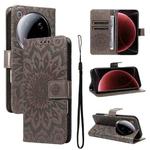 For Xiaomi 15 Ultra 5G Global Embossed Sunflower Pattern Flip Leather Phone Case(Grey)
