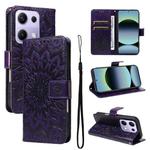 For Xiaomi Poco M6 Pro 4G Global Embossed Sunflower Pattern Flip Leather Phone Case(Purple)