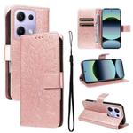 For Xiaomi Poco M6 Pro 4G Global Embossed Sunflower Pattern Flip Leather Phone Case(Rose Gold)