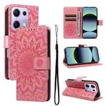 For Xiaomi Poco M6 Pro 4G Global Embossed Sunflower Pattern Flip Leather Phone Case(Pink)