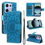 For Xiaomi Poco M6 Pro 4G Global Embossed Sunflower Pattern Flip Leather Phone Case(Blue)