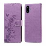 For Samsung Galaxy F06 5G / M06 5G Embossed Butterfly Flowers Leather Phone Case(Purple)