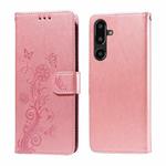 For Samsung Galaxy F16 5G / M16 5G Embossed Butterfly Flowers Leather Phone Case(Rose Gold)