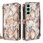 For Infinix Hot 50 4G Crossbody Handle Snake Texture Leather Phone Case(White)