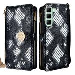 For Infinix Hot 50 5G Crossbody Handle Snake Texture Leather Phone Case(Black)