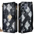 For Infinix Hot 50i 4G Crossbody Handle Snake Texture Leather Phone Case(Black)