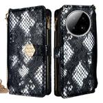 For Infinix Zero 40 4G Crossbody Handle Snake Texture Leather Phone Case(Black)