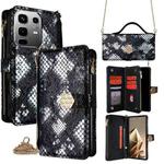 For Infinix Note 50 4G Crossbody Handle Snake Texture Leather Phone Case(Black)