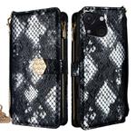 For itel A50C 4G Crossbody Handle Snake Texture Leather Phone Case(Black)