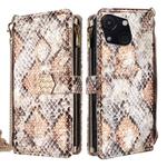 For itel A50C 4G Crossbody Handle Snake Texture Leather Phone Case(White)
