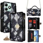 For itel A90 4G Crossbody Handle Snake Texture Leather Phone Case(Black)