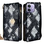 For OPPO A3x 5G India Crossbody Handle Snake Texture Leather Phone Case(Black)