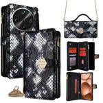 For OPPO Find X8 Ultra 5G Crossbody Handle Snake Texture Leather Phone Case(Black)