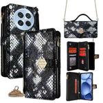 For OPPO Find X8s 5G Crossbody Handle Snake Texture Leather Phone Case(Black)