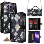For OPPO A5 5G 2025 Global Crossbody Handle Snake Texture Leather Phone Case(Black)