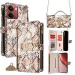 For Realme P3 Ultra 5G Crossbody Handle Snake Texture Leather Phone Case(White)