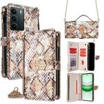 For Realme C71 4G Crossbody Handle Snake Texture Leather Phone Case(White)