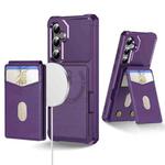For Samsung Galaxy S24+ 5G 2-in-1 Magnetic Wallet MagSafe Leather Back Phone Case(Purple)