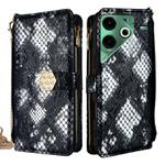 For Tecno Pova 6 Neo 4G Crossbody Handle Snake Texture Leather Phone Case(Black)