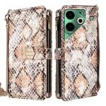 For Tecno Pova 6 Neo 4G Crossbody Handle Snake Texture Leather Phone Case(White)