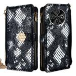 For Tecno Spark 30C 4G Crossbody Handle Snake Texture Leather Phone Case(Black)