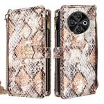 For Tecno Spark 30C 4G Crossbody Handle Snake Texture Leather Phone Case(White)