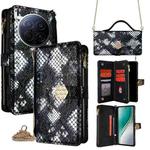 For Tecno Camon 40 Premier 5G Crossbody Handle Snake Texture Leather Phone Case(Black)