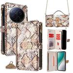 For Tecno Camon 40 Premier 5G Crossbody Handle Snake Texture Leather Phone Case(White)
