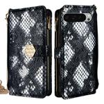 For Google Pixel 9 Pro XL Crossbody Handle Snake Texture Leather Phone Case(Black)
