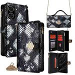For Redmi A5 4G 171.7mm Crossbody Handle Snake Texture Leather Phone Case(Black)