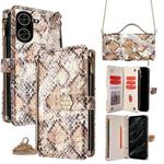 For Redmi A5 4G 171.7mm Crossbody Handle Snake Texture Leather Phone Case(White)