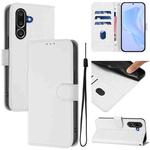 For Samsung Galaxy M56 5G Skin Feel Solid Color Leather Phone Case with Lanyard(White)